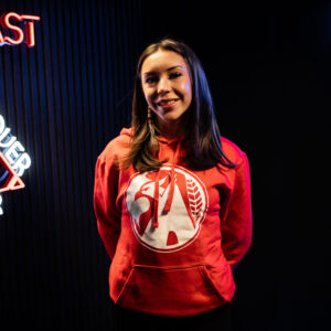 RED BILLWARDLIFE HOODIE WITH WHITE ICON